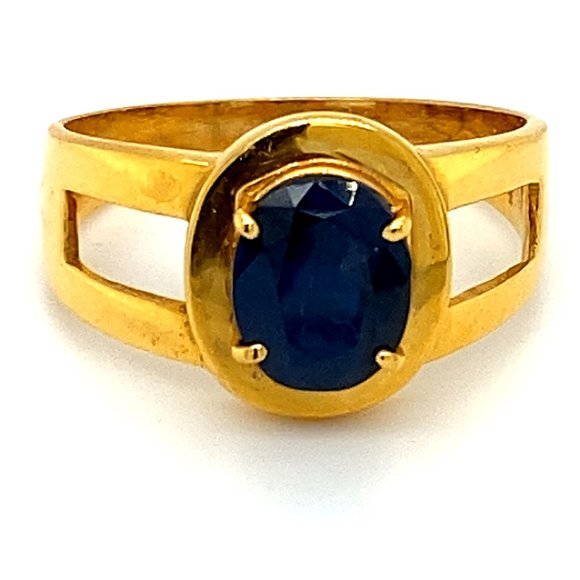 Royal Blue Sapphire 2.06ct Solid 21K Gold Ring - Picture 1 of 6